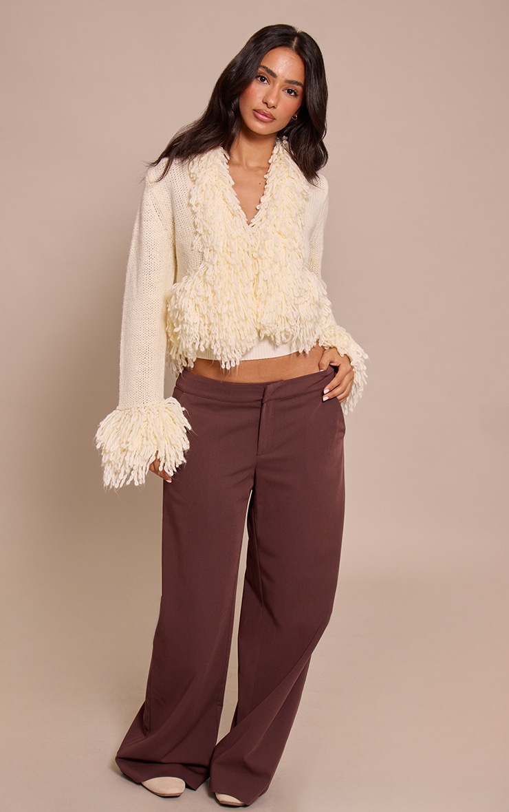 Petite Cream Loop Knit Edge Cardigan image 3