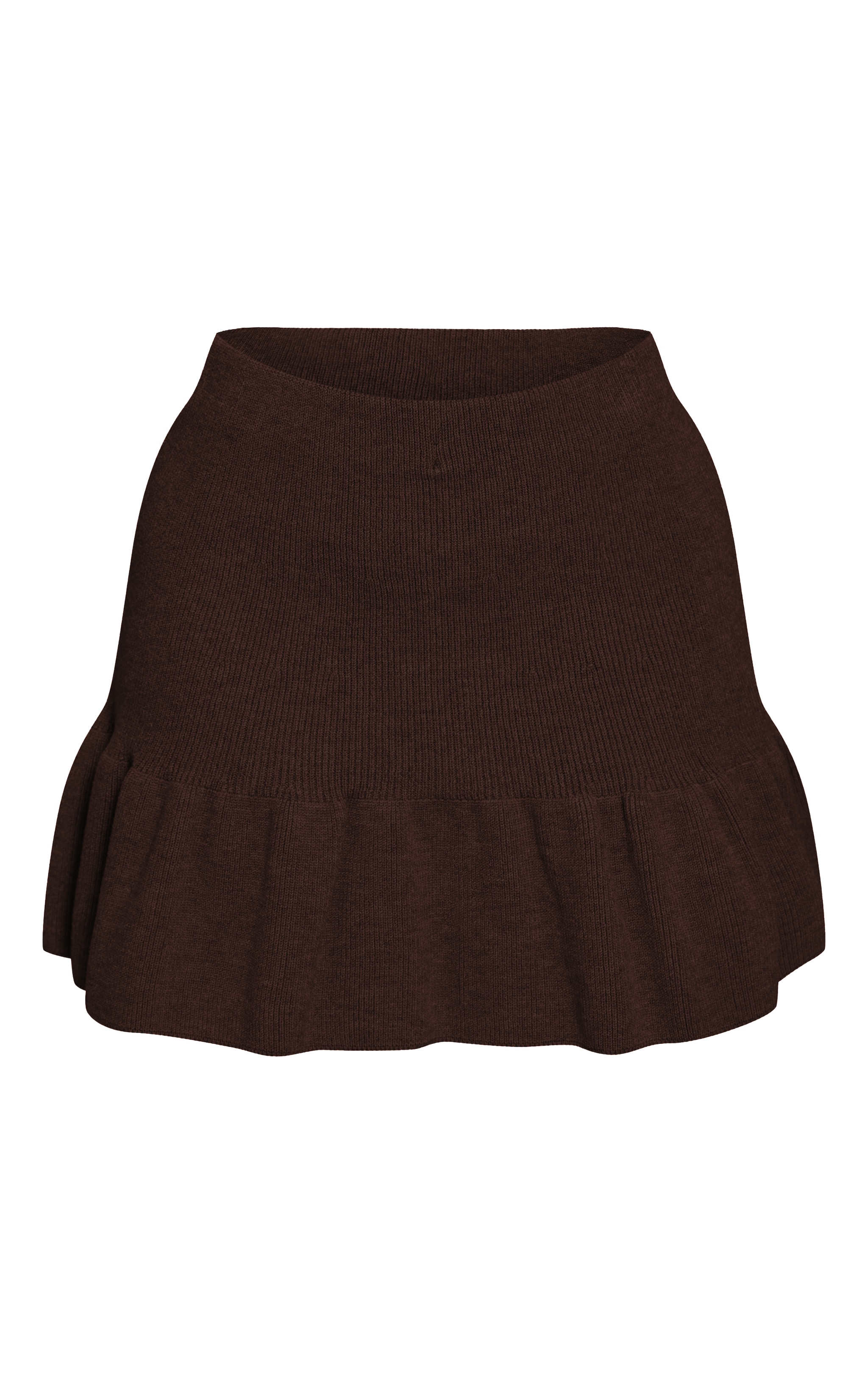 Petite Mini-jupe en maille tricot marron chocolat plissée image 6