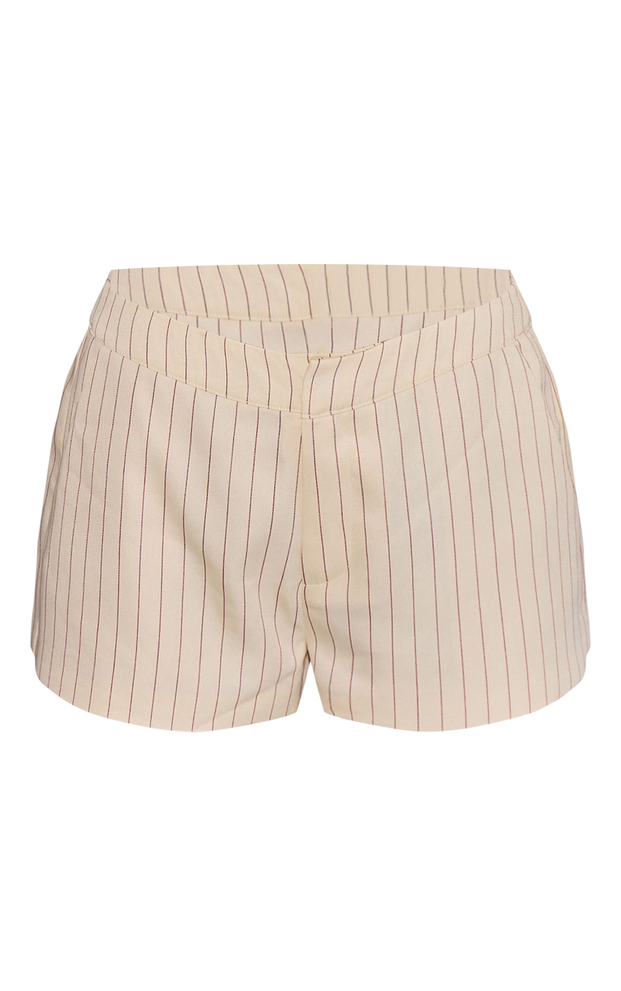 Cream Pinstriped Tailored Shorts image 6