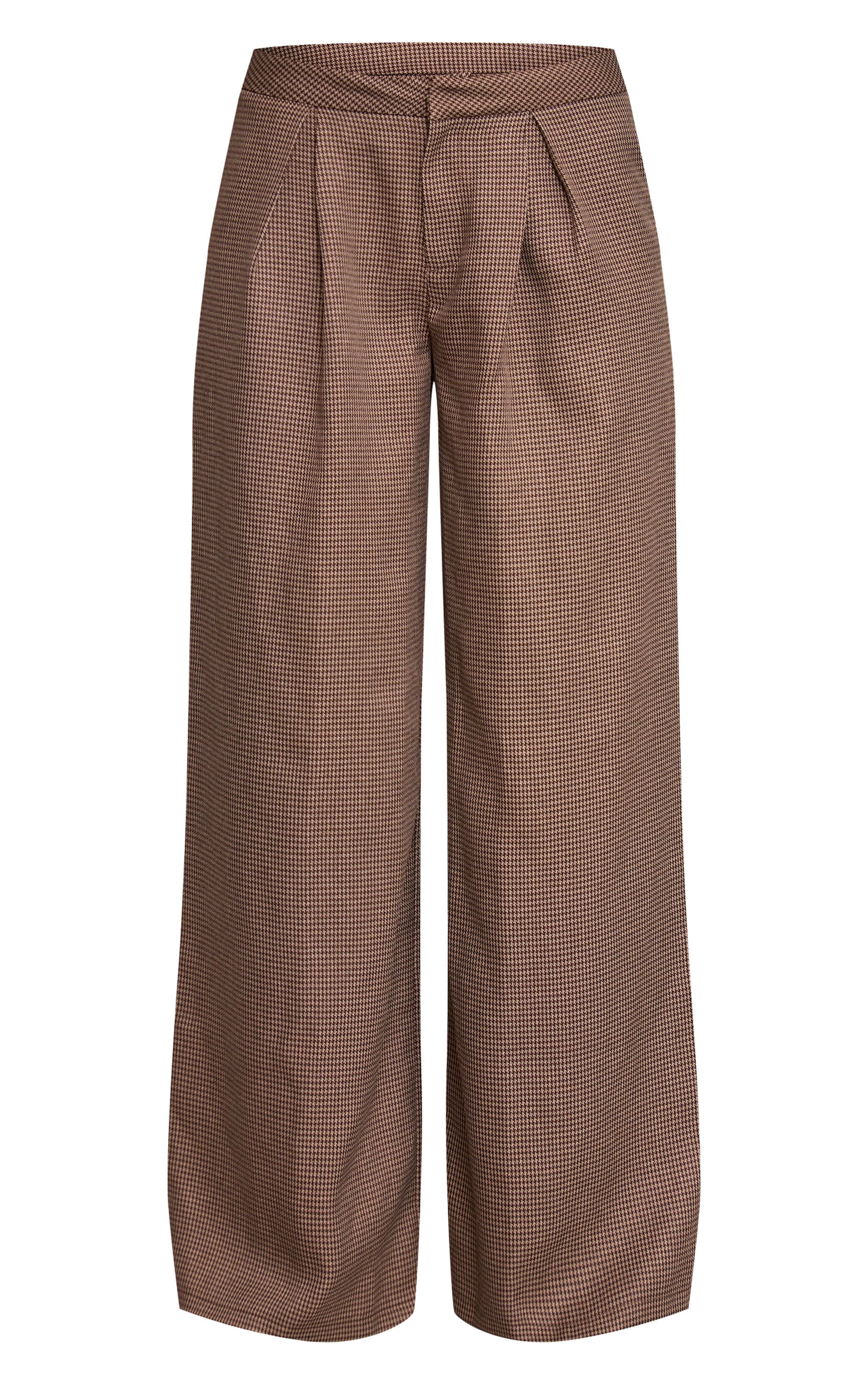 Brown Dogtooth Tailored Woven Wide Leg Pants image 5