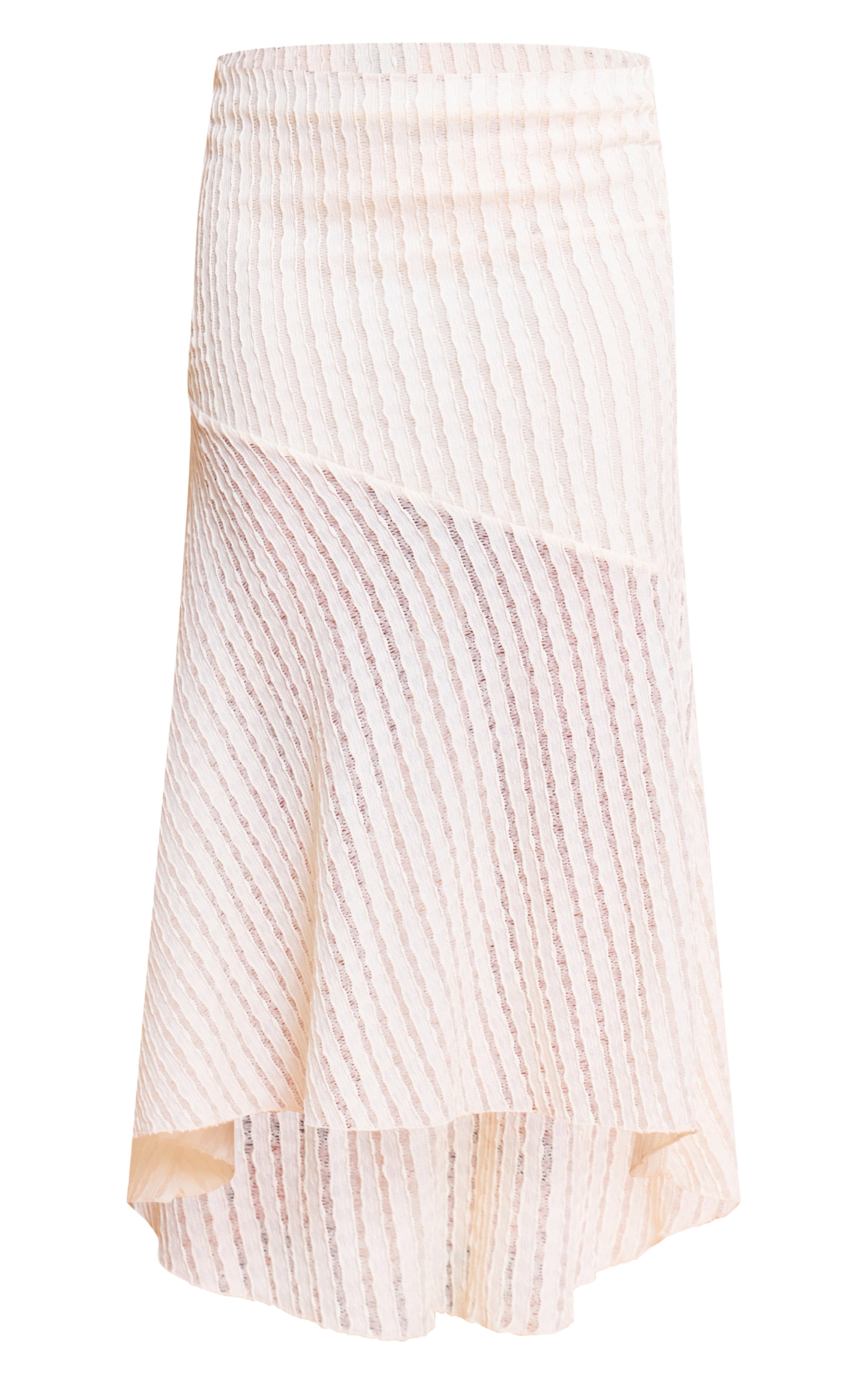 Cream Textured Seam Detail Lace Maxi Skirt image 5