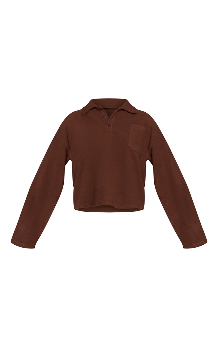 Espresso Button Up Fleece Polo Sweatshirt image 5