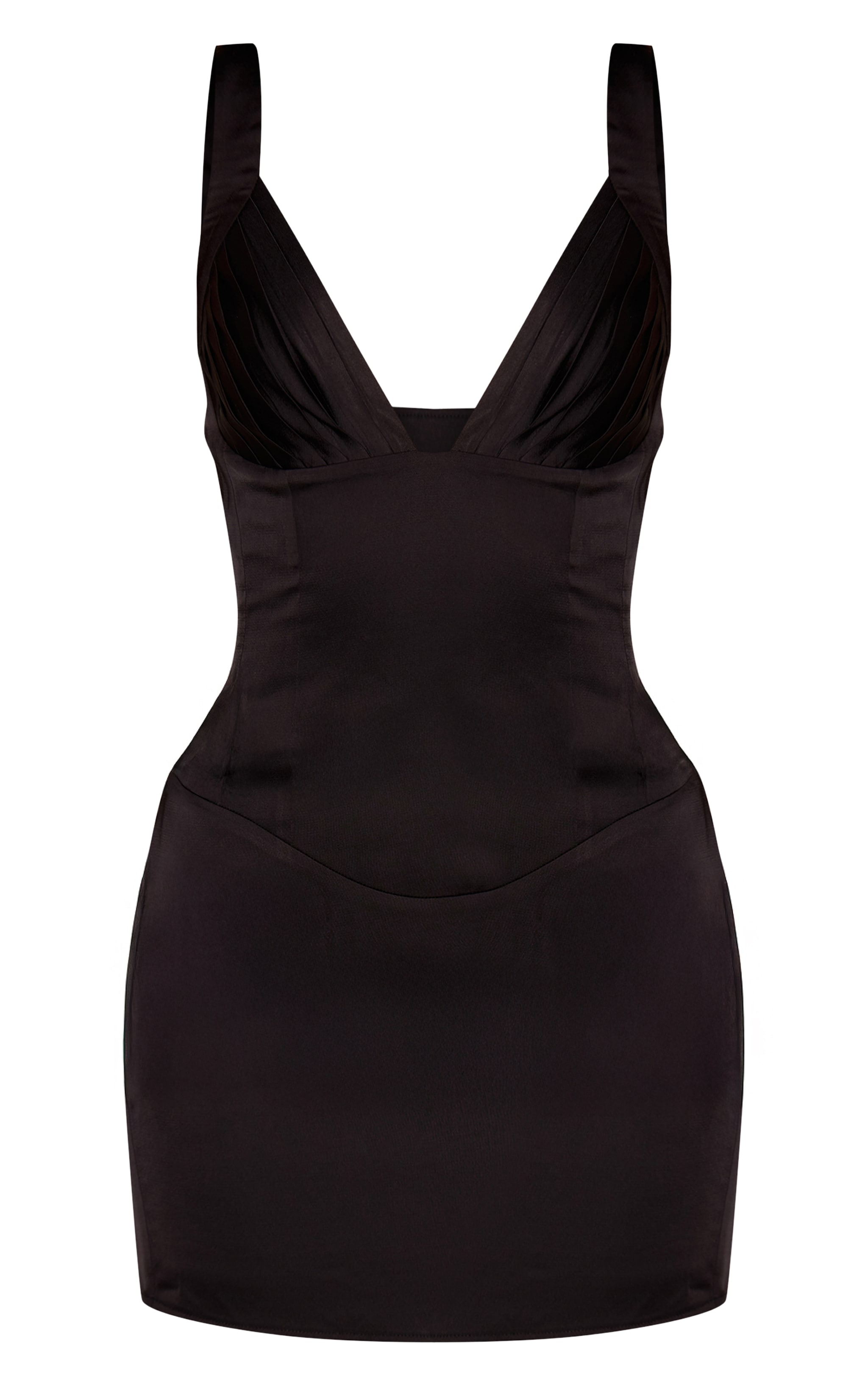 Black Satin Cup Detail Bodycon Mini Dress image 5