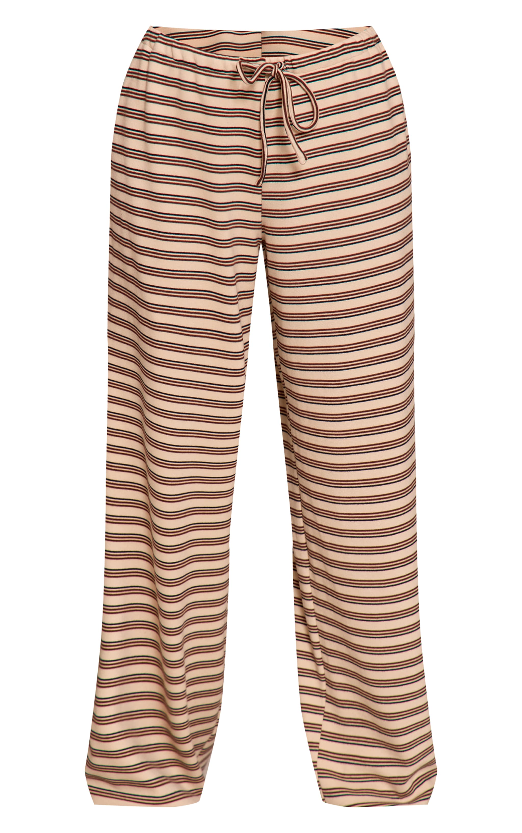 Petite Beige Striped Soft Fleece Straight Leg Sweatpants image 5