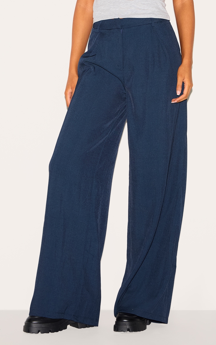 Tall Navy High Waisted Wide Leg Pants image 2