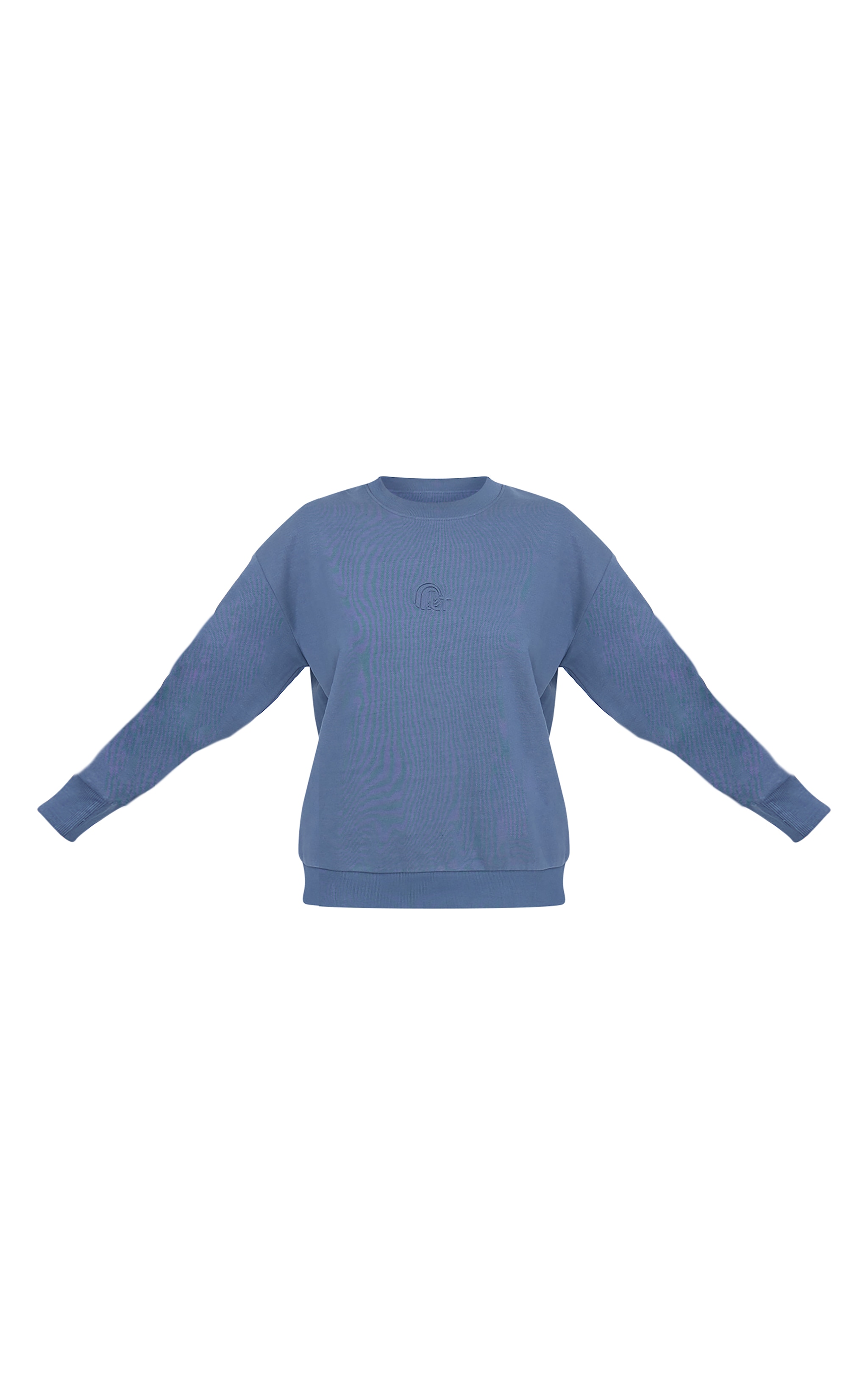 PRETTYLITTLETHING Sweat oversize deluxe bleu délavé à logo en relief image 5
