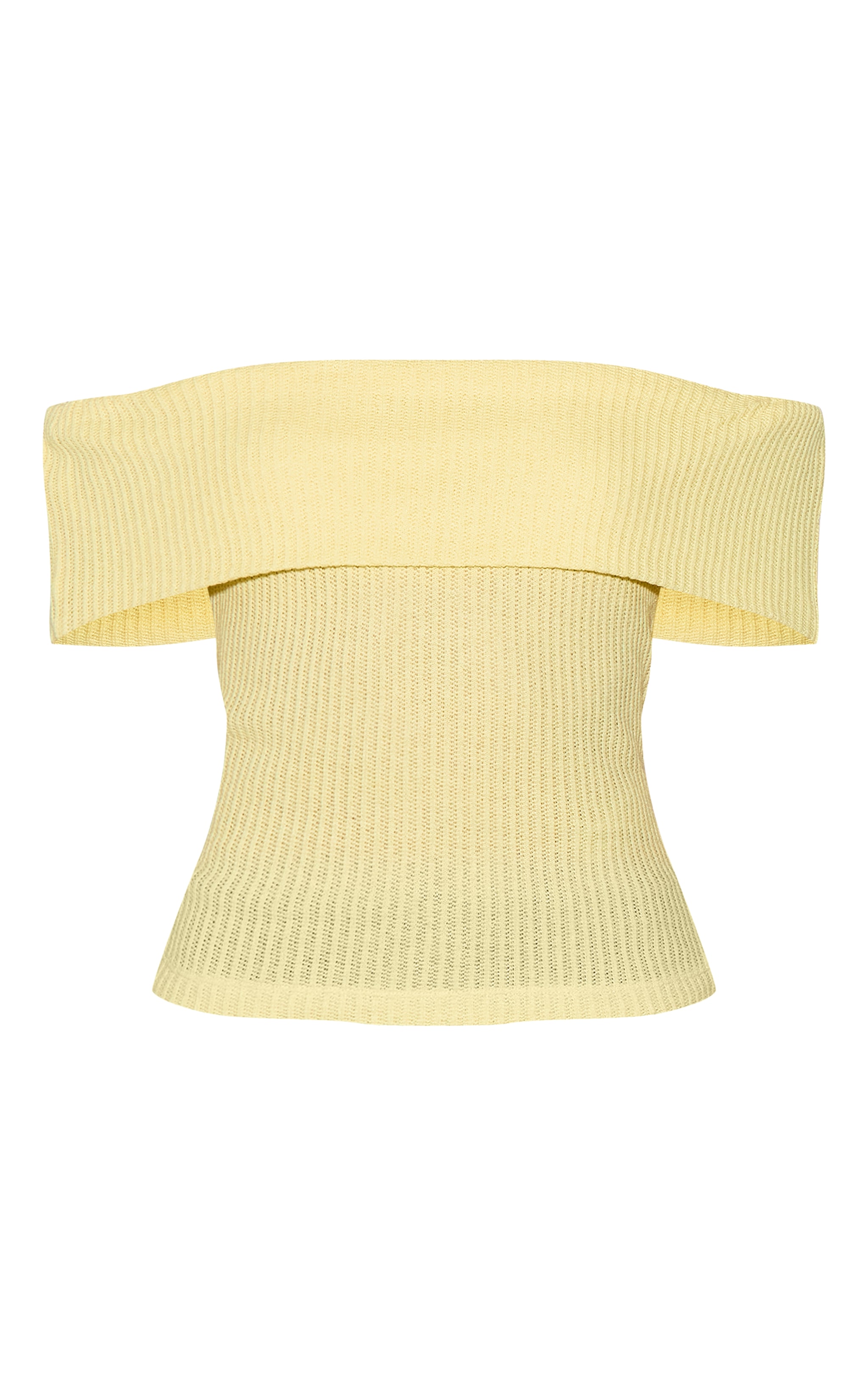 Lemon Textured Fold Over Detail Bardot Top image 5