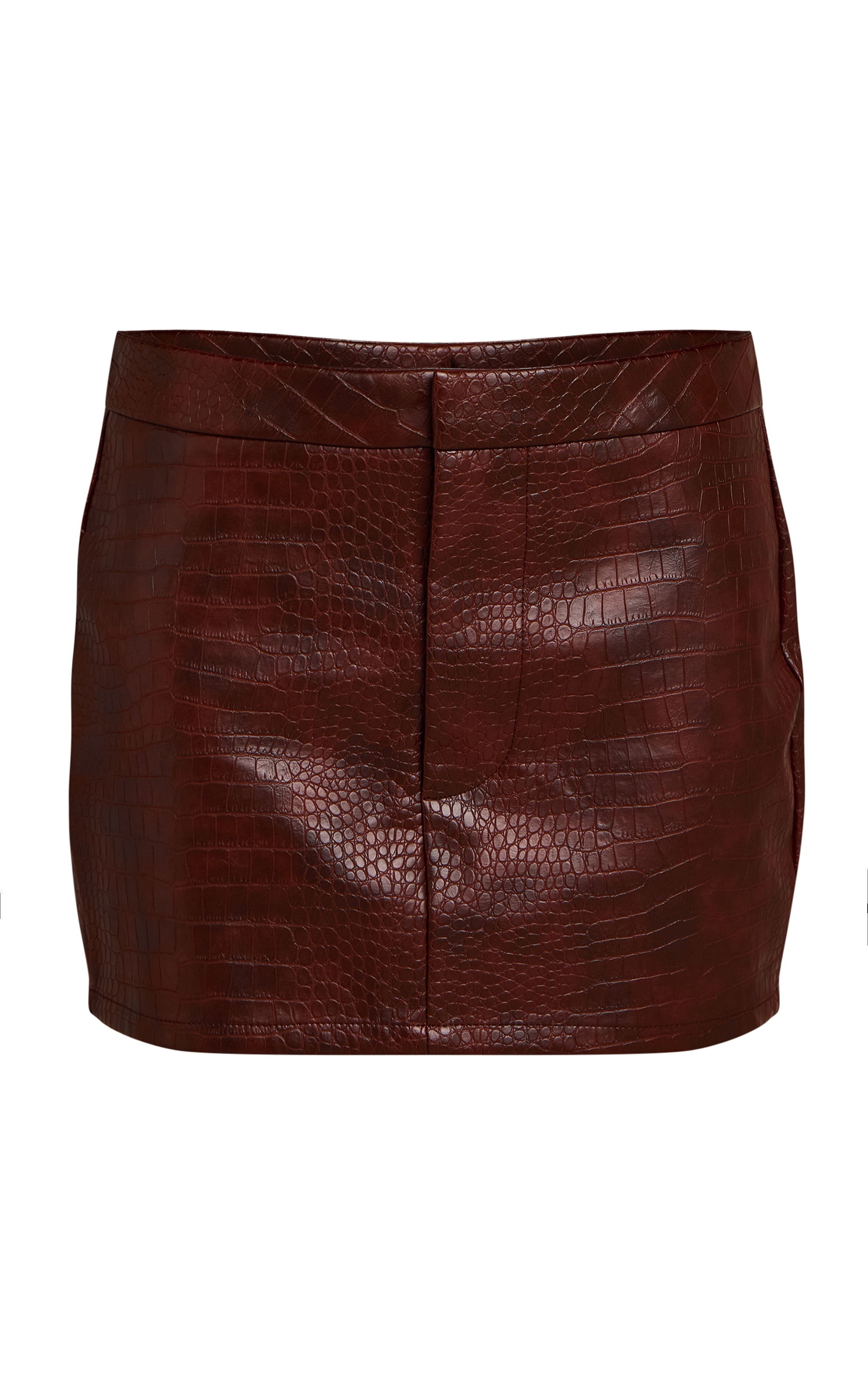 Brown Croc Faux Leather Mini Skirt image 6