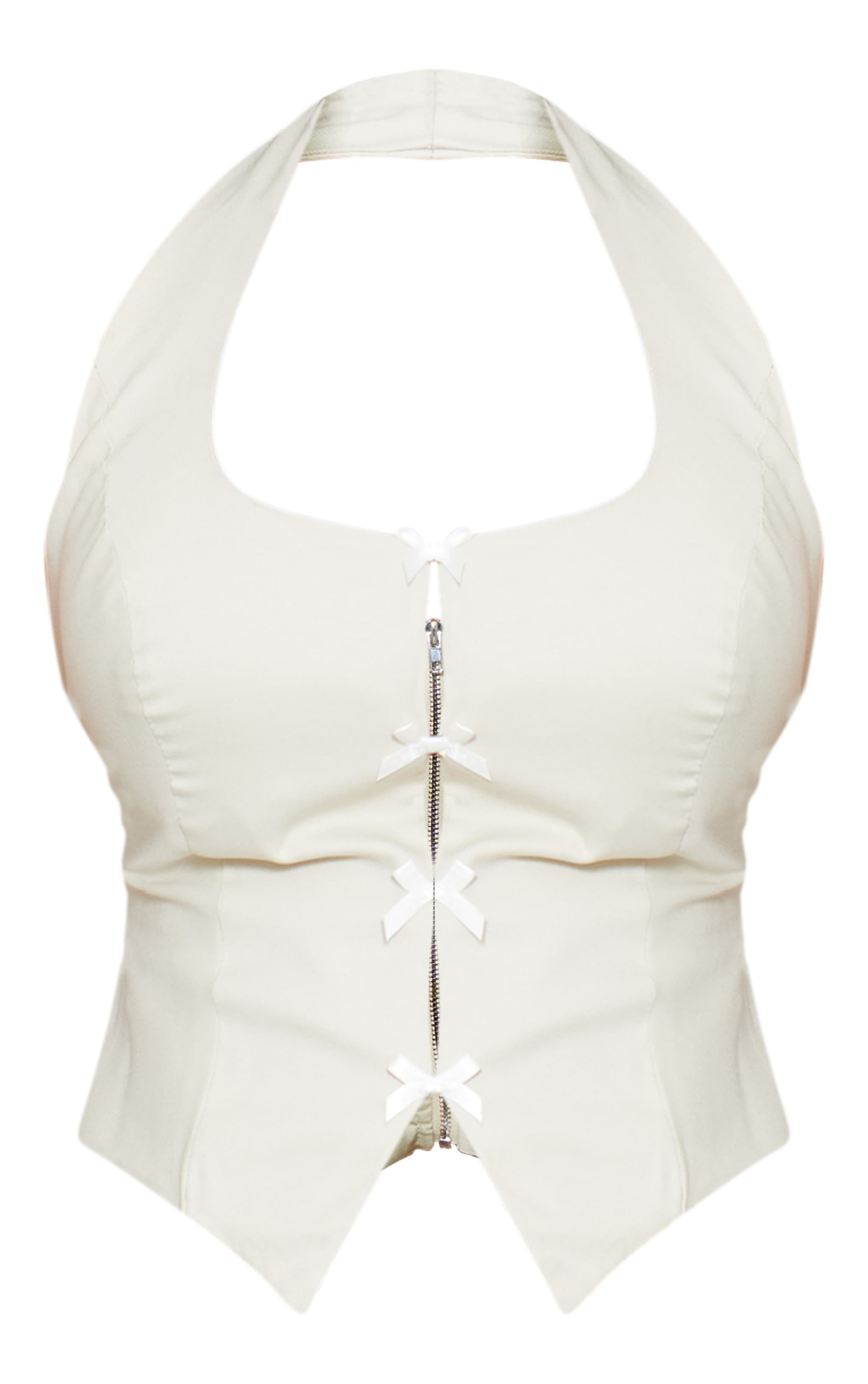 Nude Halter Neck Bow Detail Corset image 5