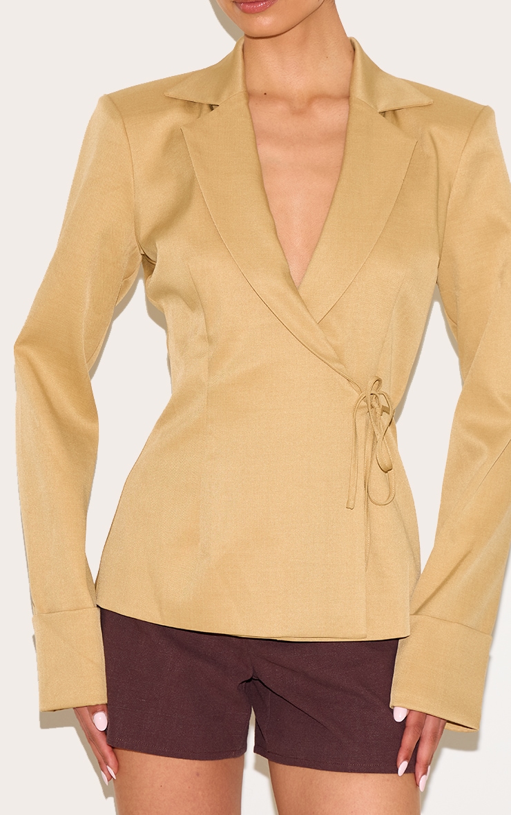 Tall Taupe Super Boxy Tie Side Blazer image 4