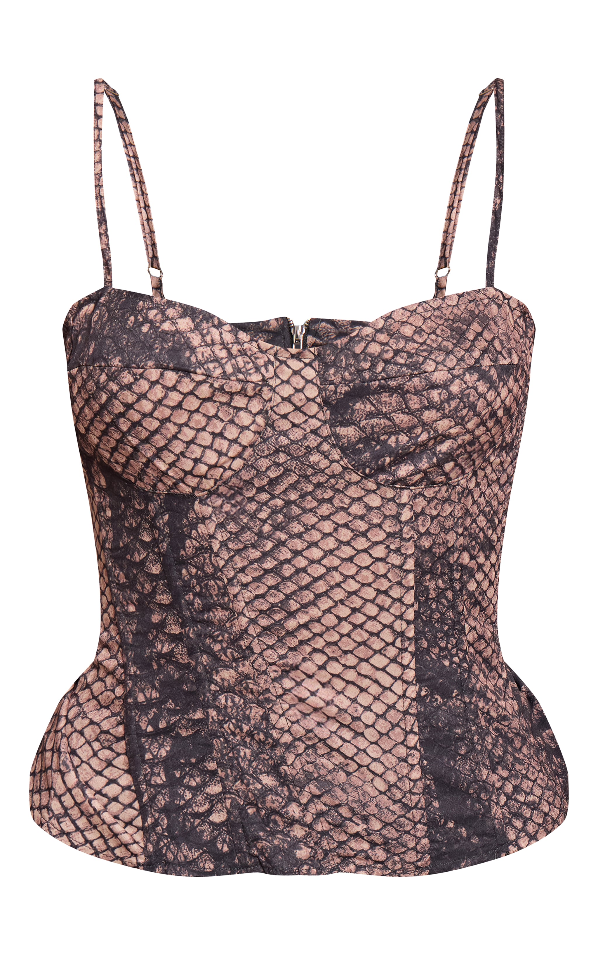 Brown Snake Print Structured Corset Top image 5