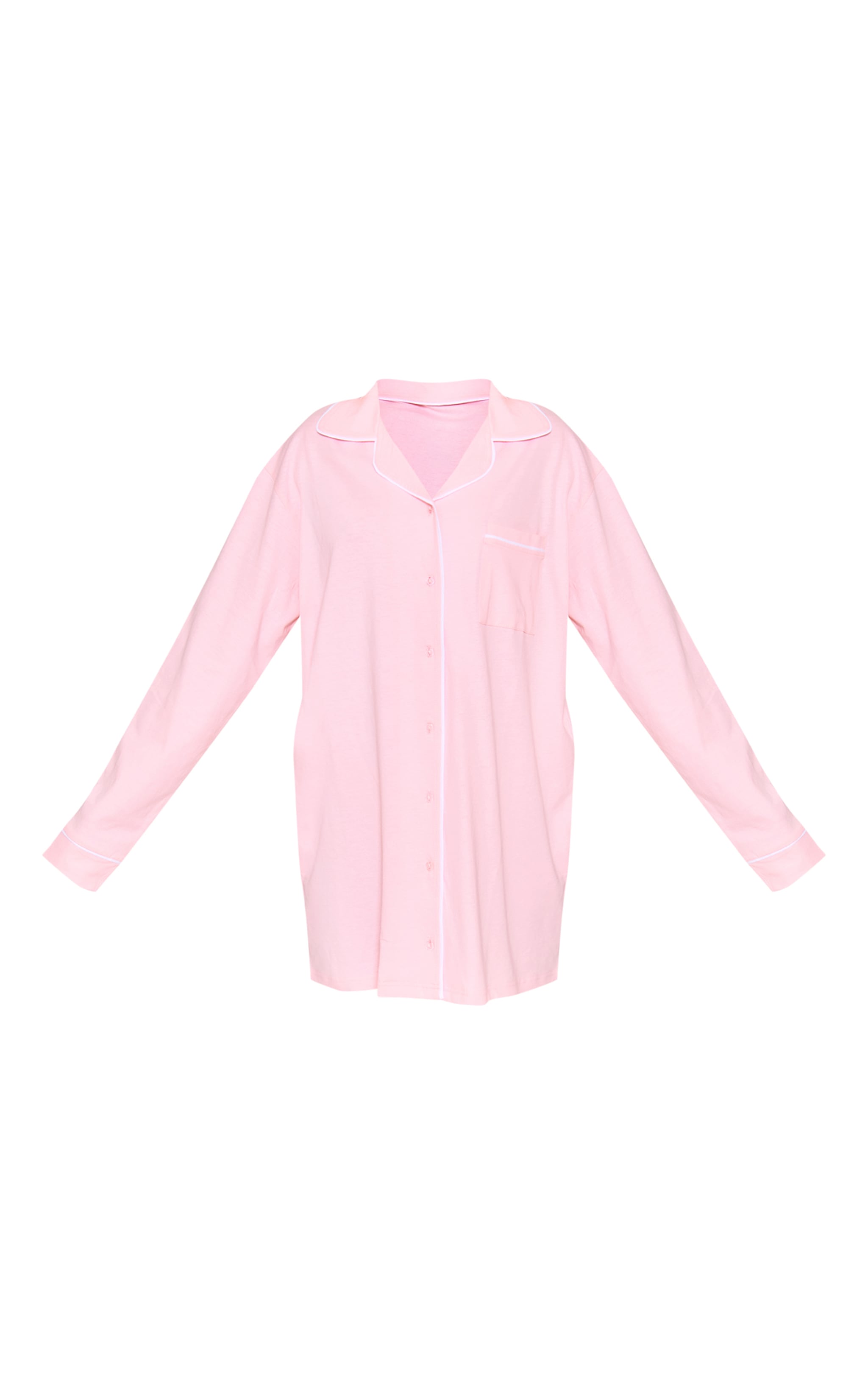 Baby Pink Jersey Piping Detail Long Sleeve Nightdress image 5