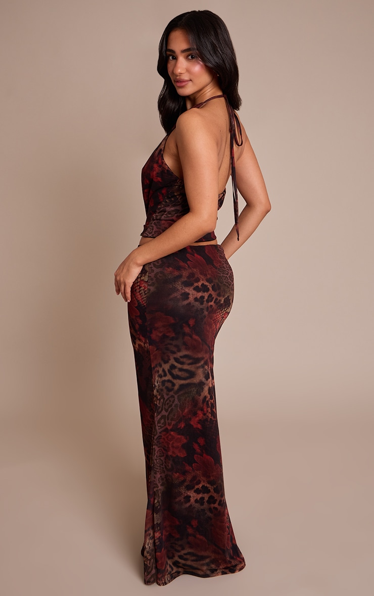 Petite Orange Printed Low Rise Maxi Skirt image 3