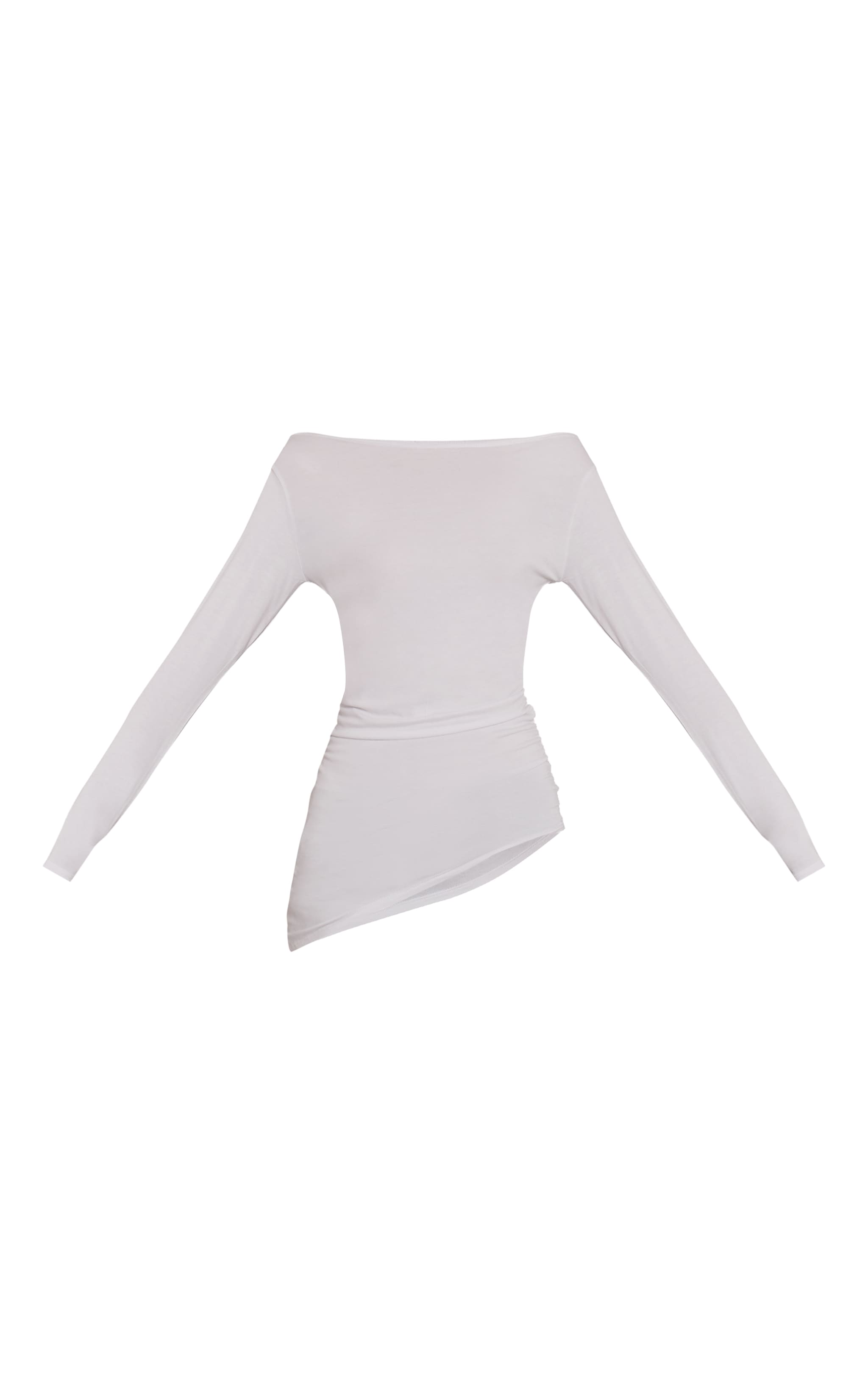 White Asymmetric Hem Detail Long Sleeve Top image 5