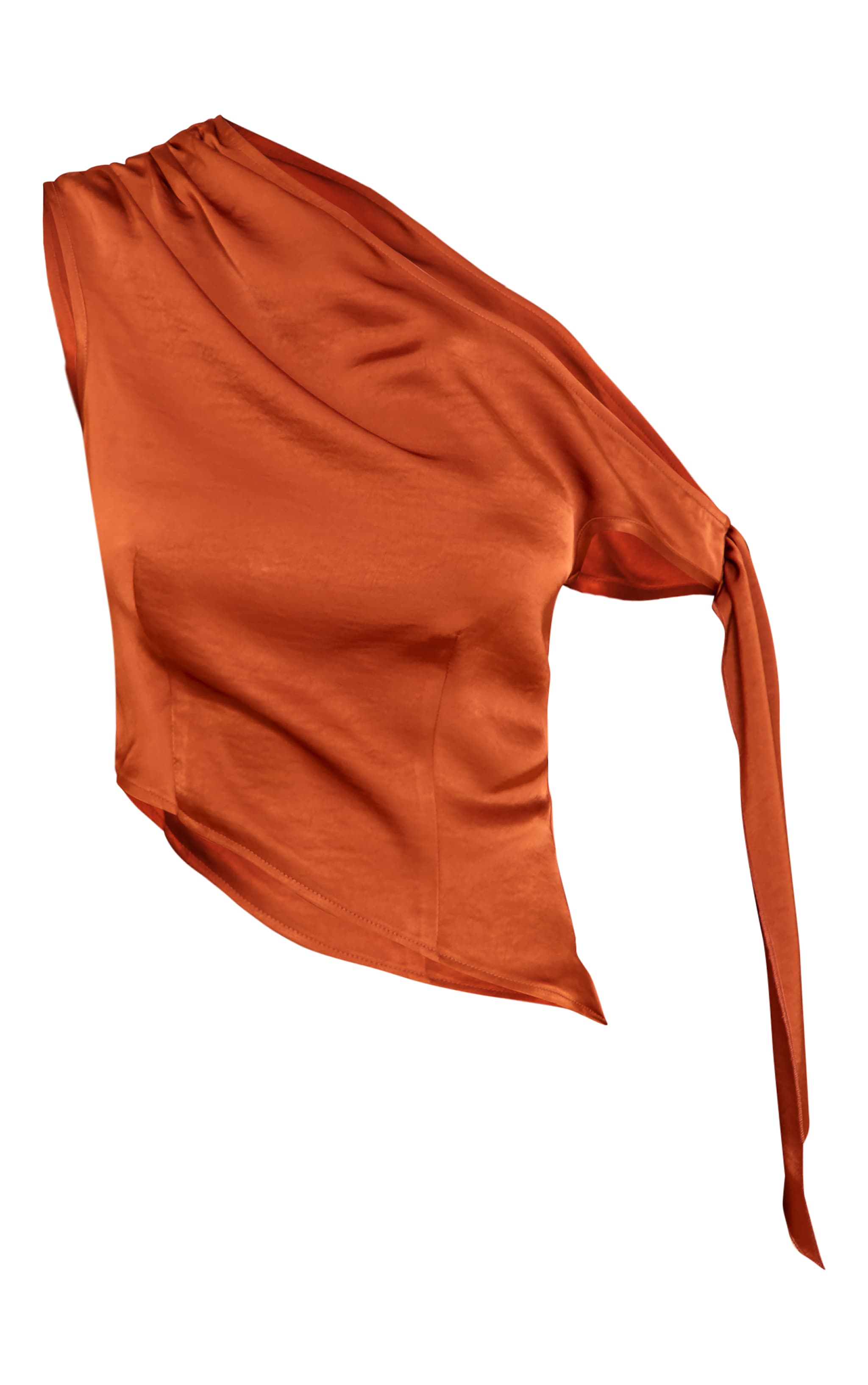 Rust Tie Shoulder Satin Top image 5