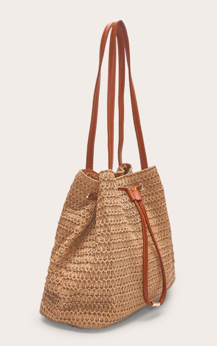 Natural Raffia Drawstring Beach Bag image 3