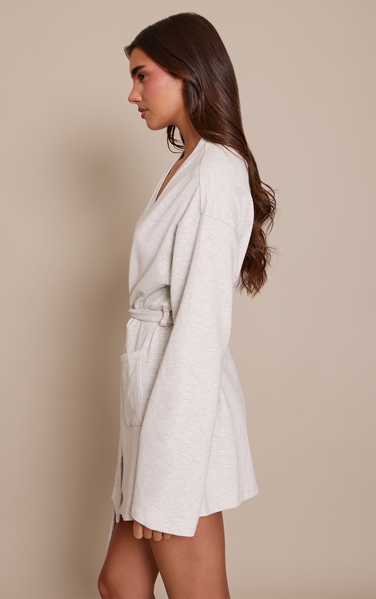 Ash Grey Soft Touch Short Dressing Gown image 3