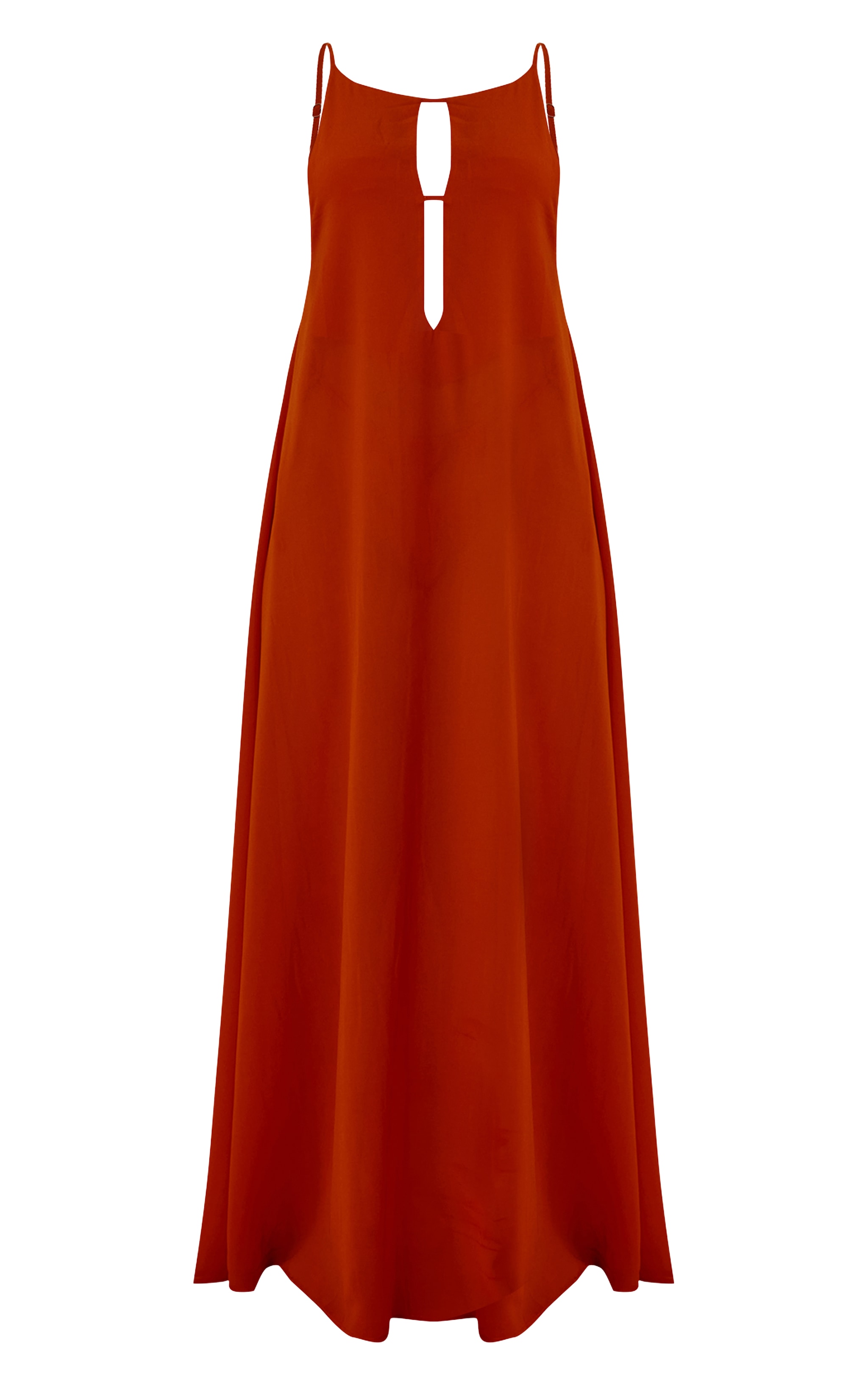 Robe de plage trapèze longue en mousseline de soie rouille à col bateau image 5