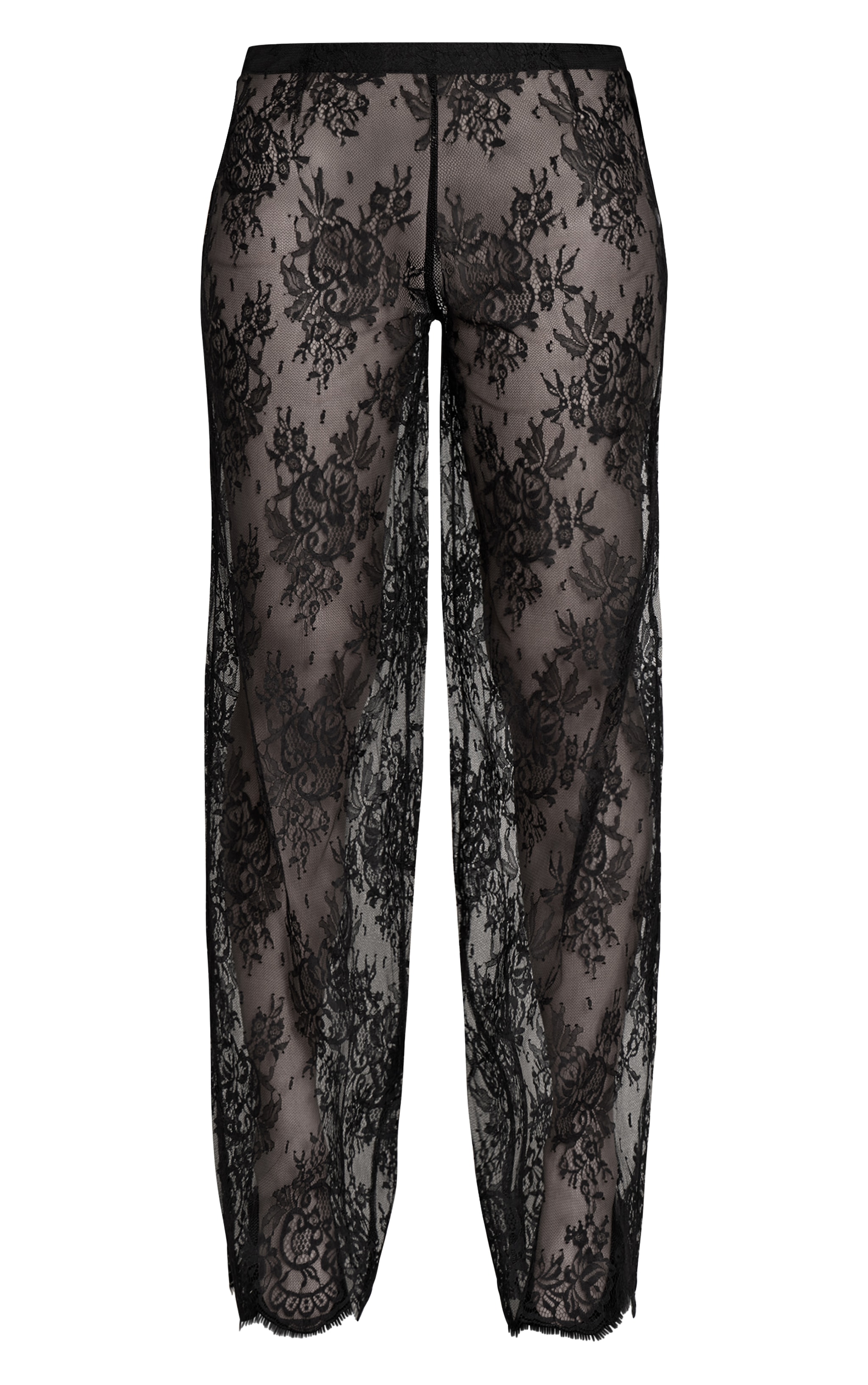 Black Lace Sheer Wide Leg Pants image 5