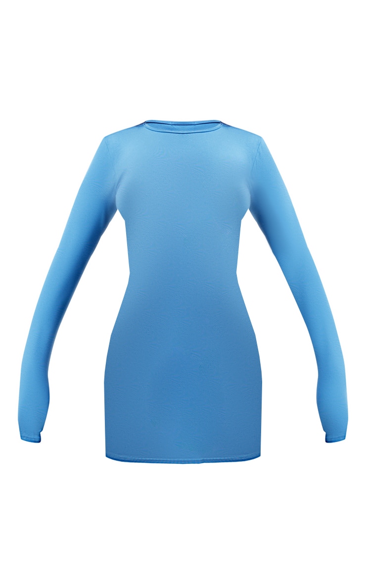 Dark Blue Jersey Long Sleeve Bodycon Dress PrettyLittleThing