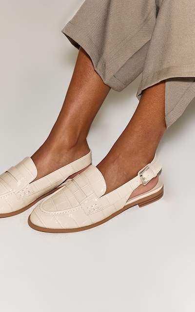 Cream Croc Slingback Loafer
