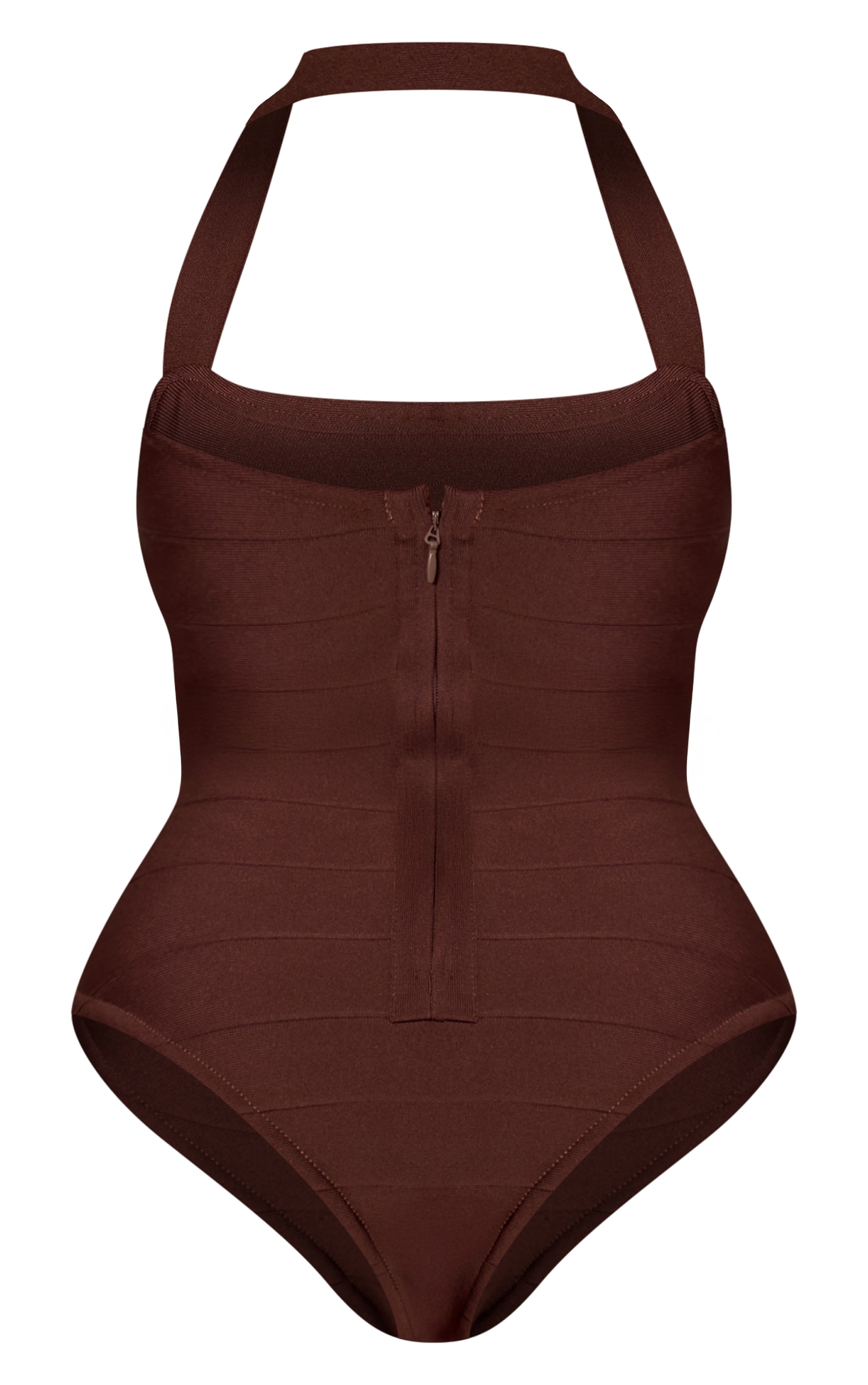 Body sculptant chocolat à bandes, col halter image 6