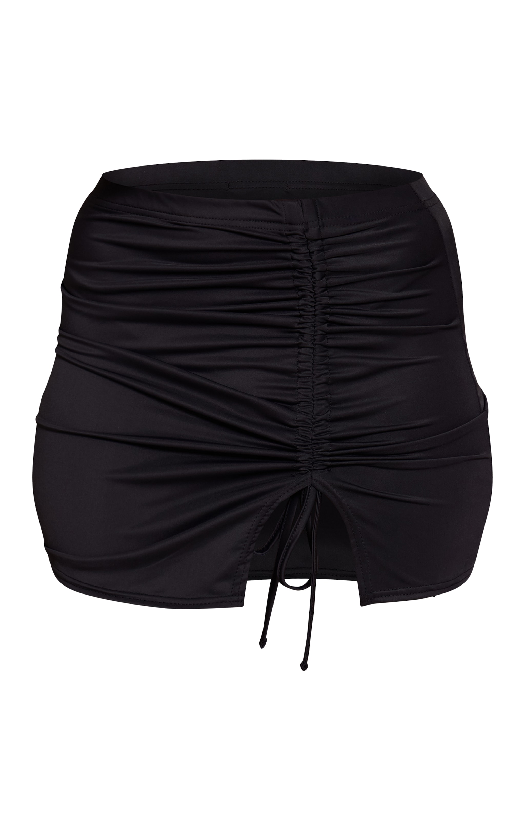 Black Matte Touch Ruched Side Mini Skirt image 6