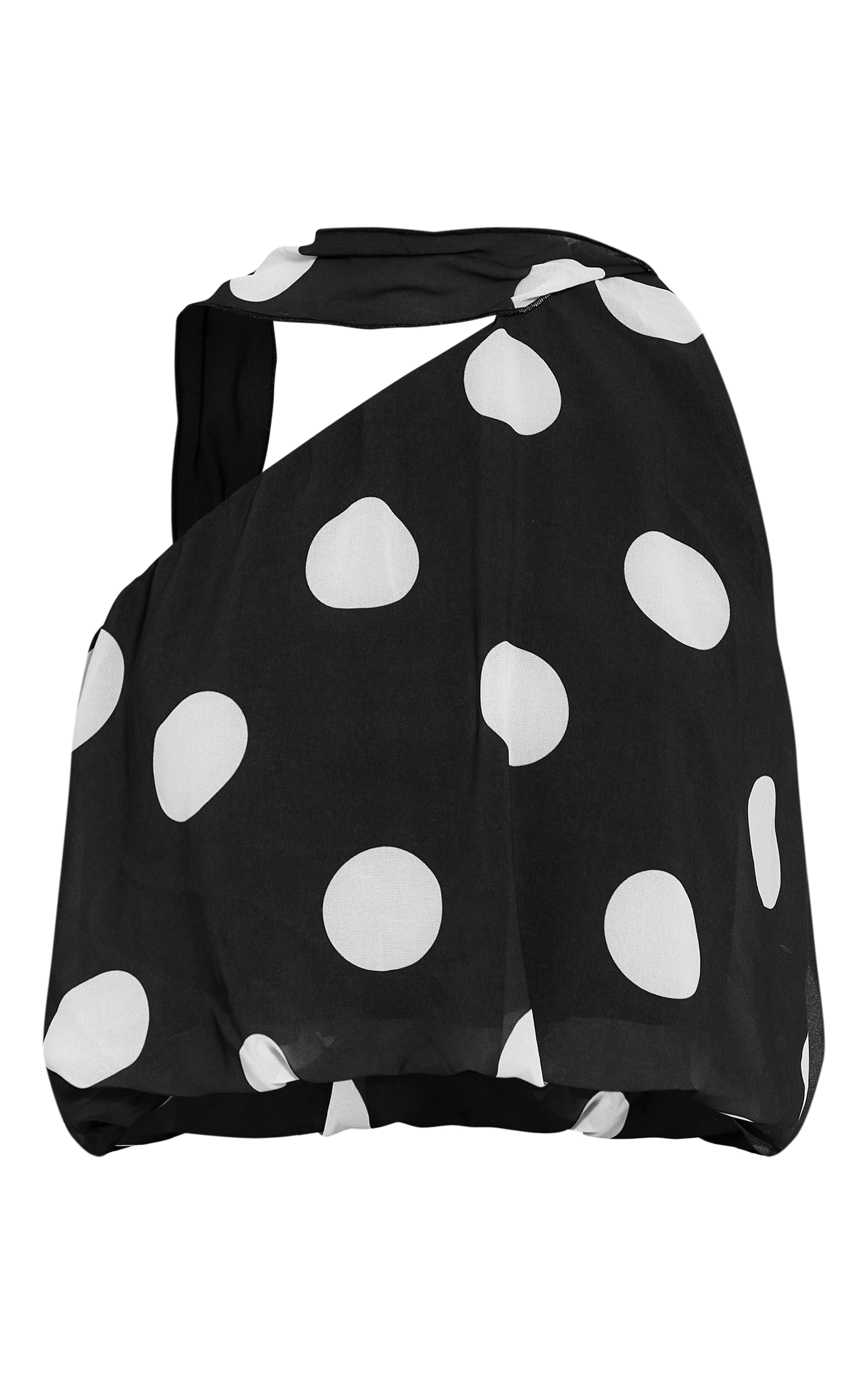 Black Polka Dot Print Chiffon Scarf Detail Puffball image 5
