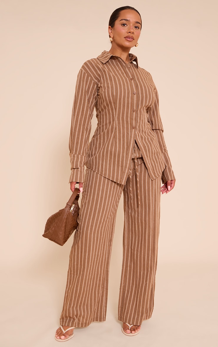 Shape BROWN Striped Elasticated Waist Wide Leg Pants image 2