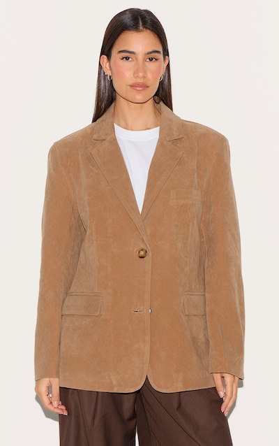 Tan Faux Suede Longline Blazer