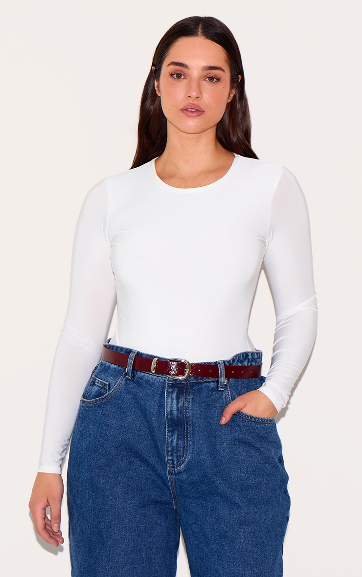 Shape White Long Sleeve Slinky Bodysuit image 1