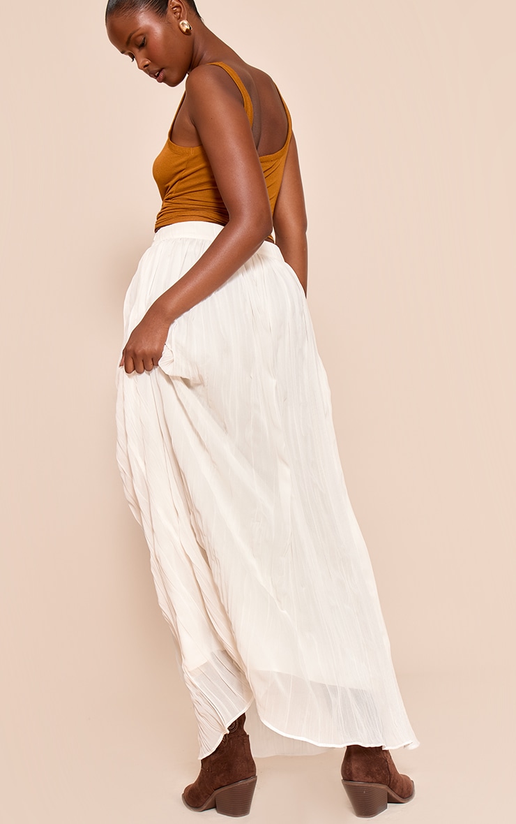 Cream Crinkle Chiffon Maxi Skirt image 3