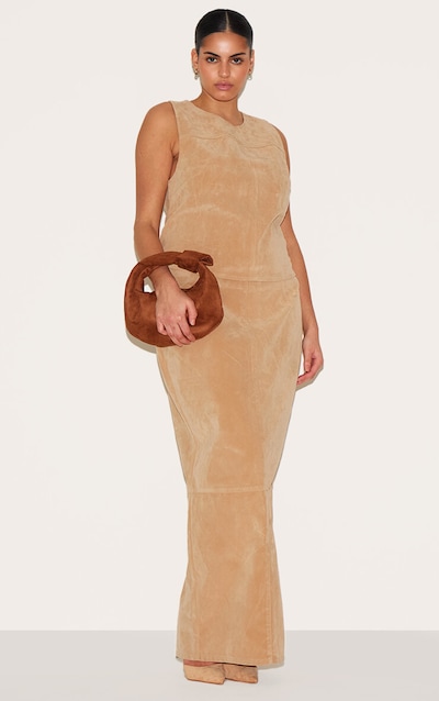 Plus Stone Faux Suede Low Maxi Skirt