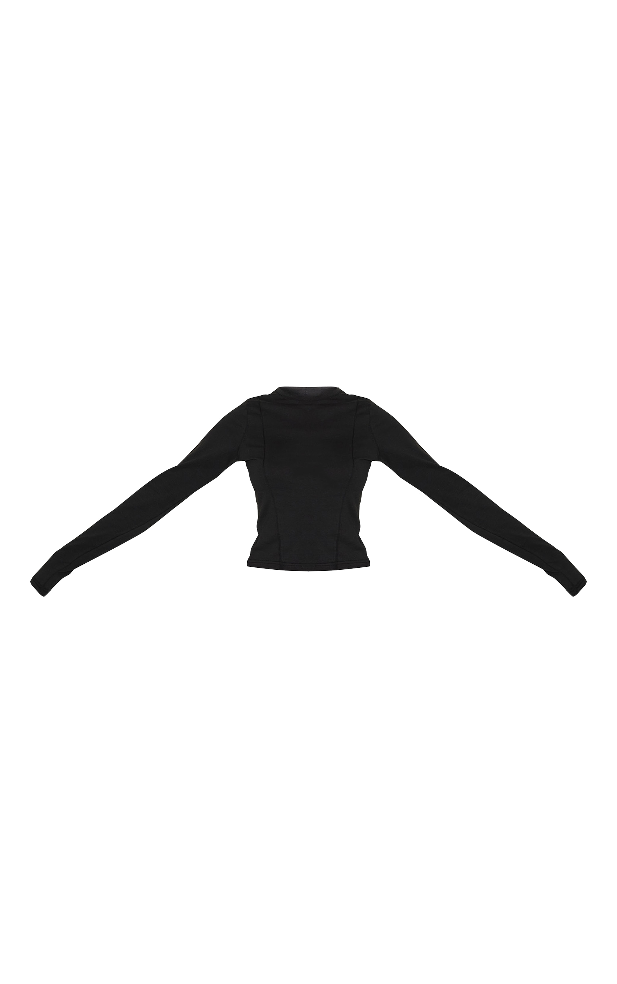 Black Cotton Seam Detail Long Sleeve Top image 5