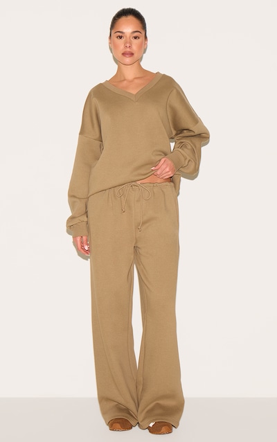 Jogging droit en sweat taupe