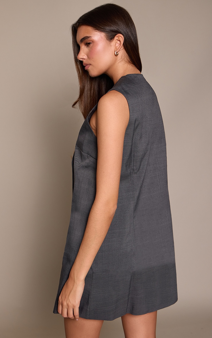 Charcoal Button Down Boxy Shift Dress image 2