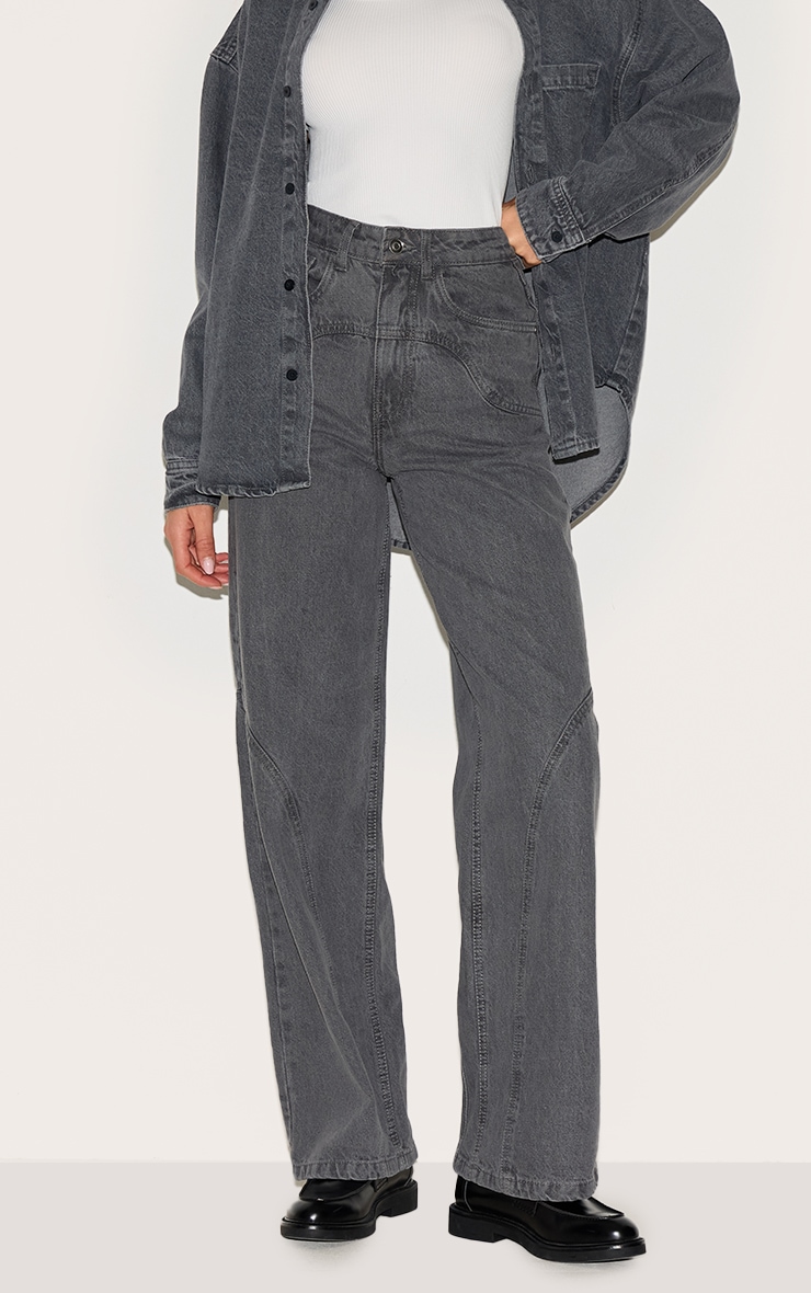 Grey High Waist Western Seam Detail Jeans image 2