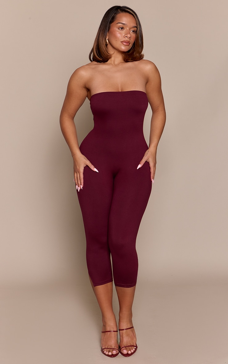 Shape Burgundy Sculpt Bandeau Capri Jumpsuit