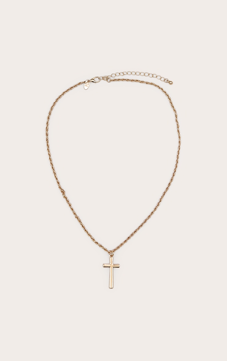 Gold Chunky Chain Cross Pendant Necklace image 2