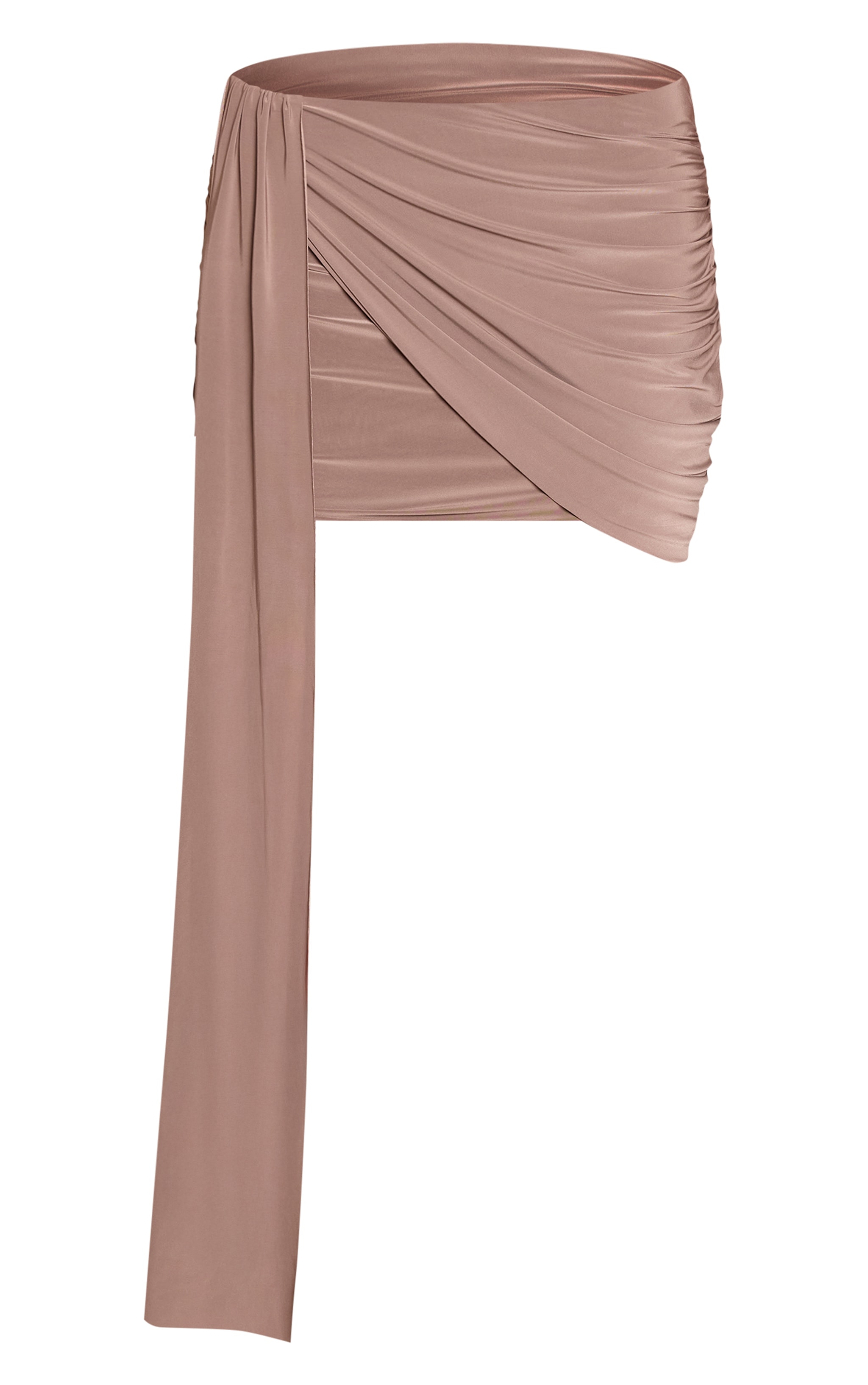 Taupe Drapey Detail Double Layered Slinky MIni Skirt  image 6