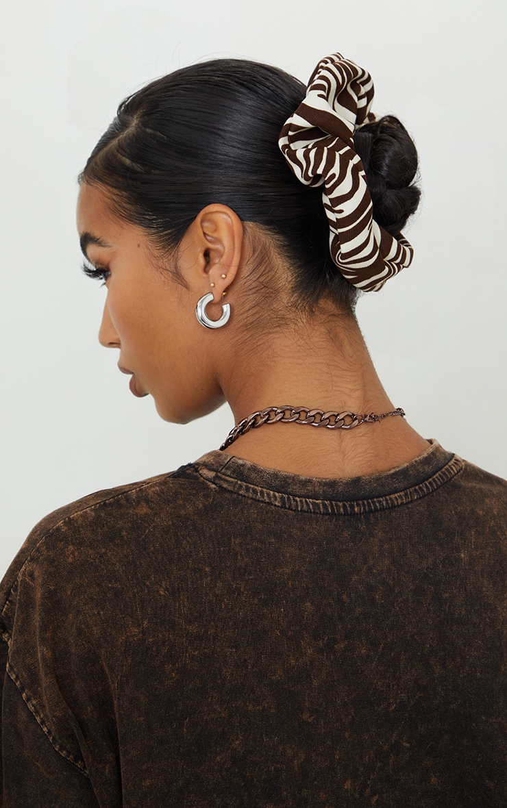 Brown Zebra Oversized Scrunchie image 1