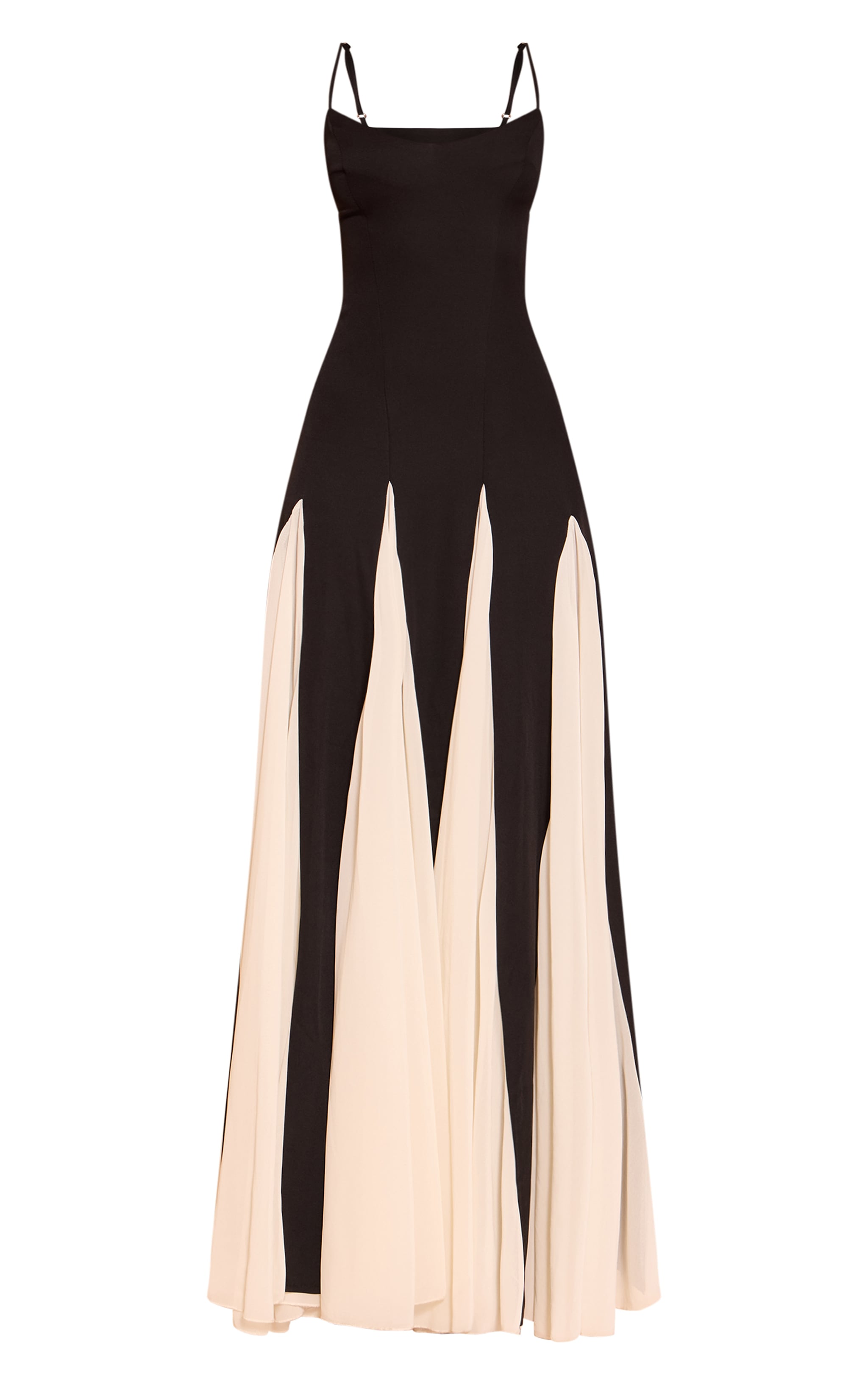 Black Contrast Strappy Maxi Dress image 5