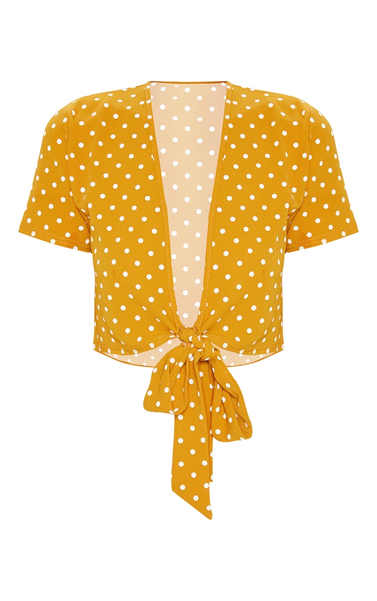 mustard yellow polka dot top