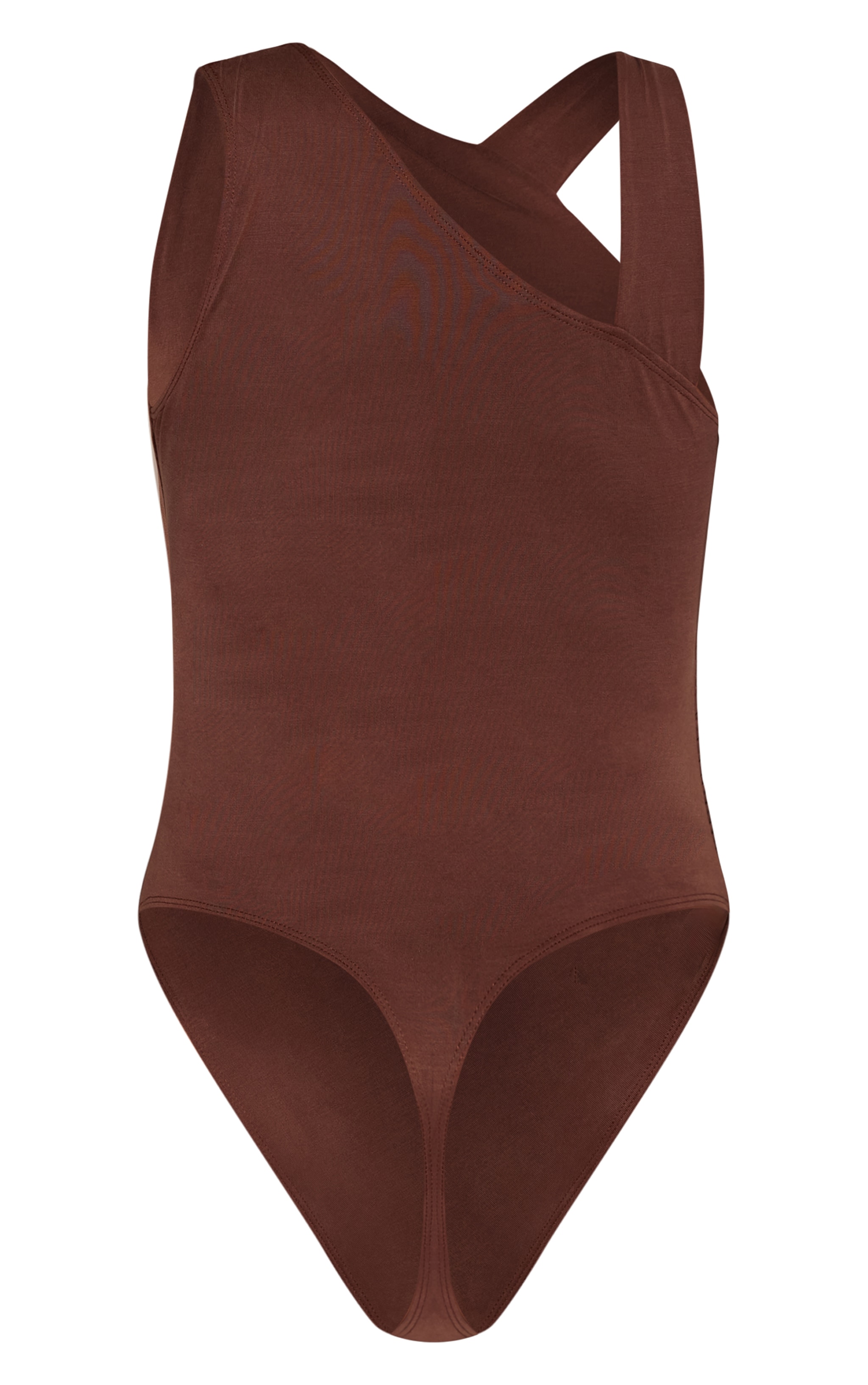 Chocolate Modal Asymmetric Strap Ruched Bodysuit image 6
