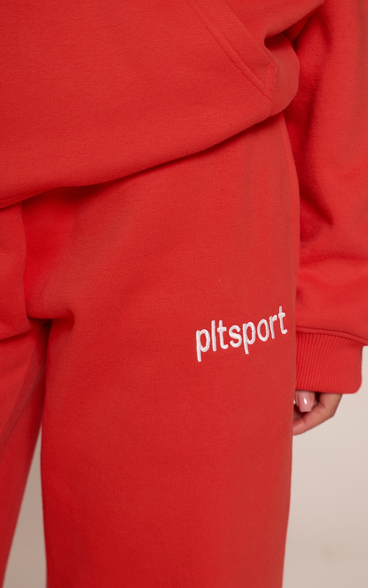 Jogging sweat droit en coton polaire rouge brodé "PLT Sport" image 4