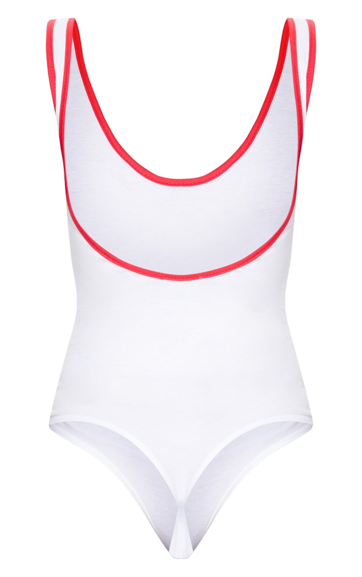 England Graphic White Football Scoop Neck Thong Bodysuit image 4