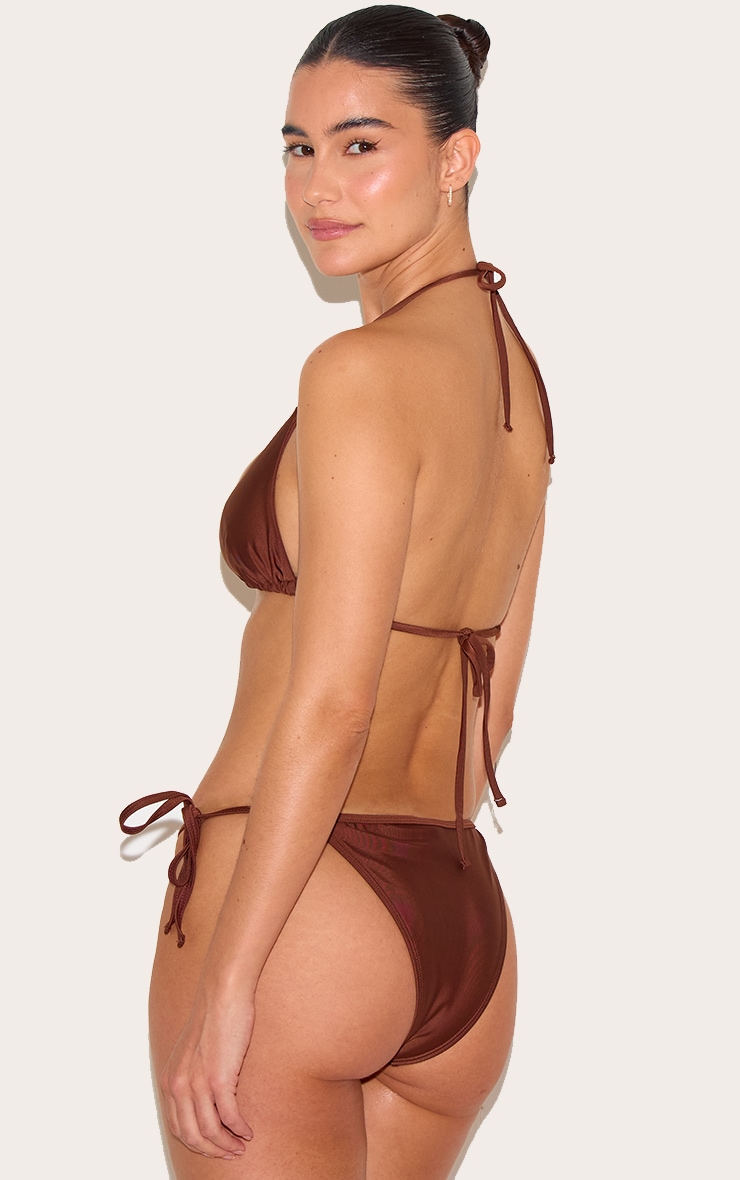 Chocolate Basic Triangle And Tie Side Bikini Set image 2