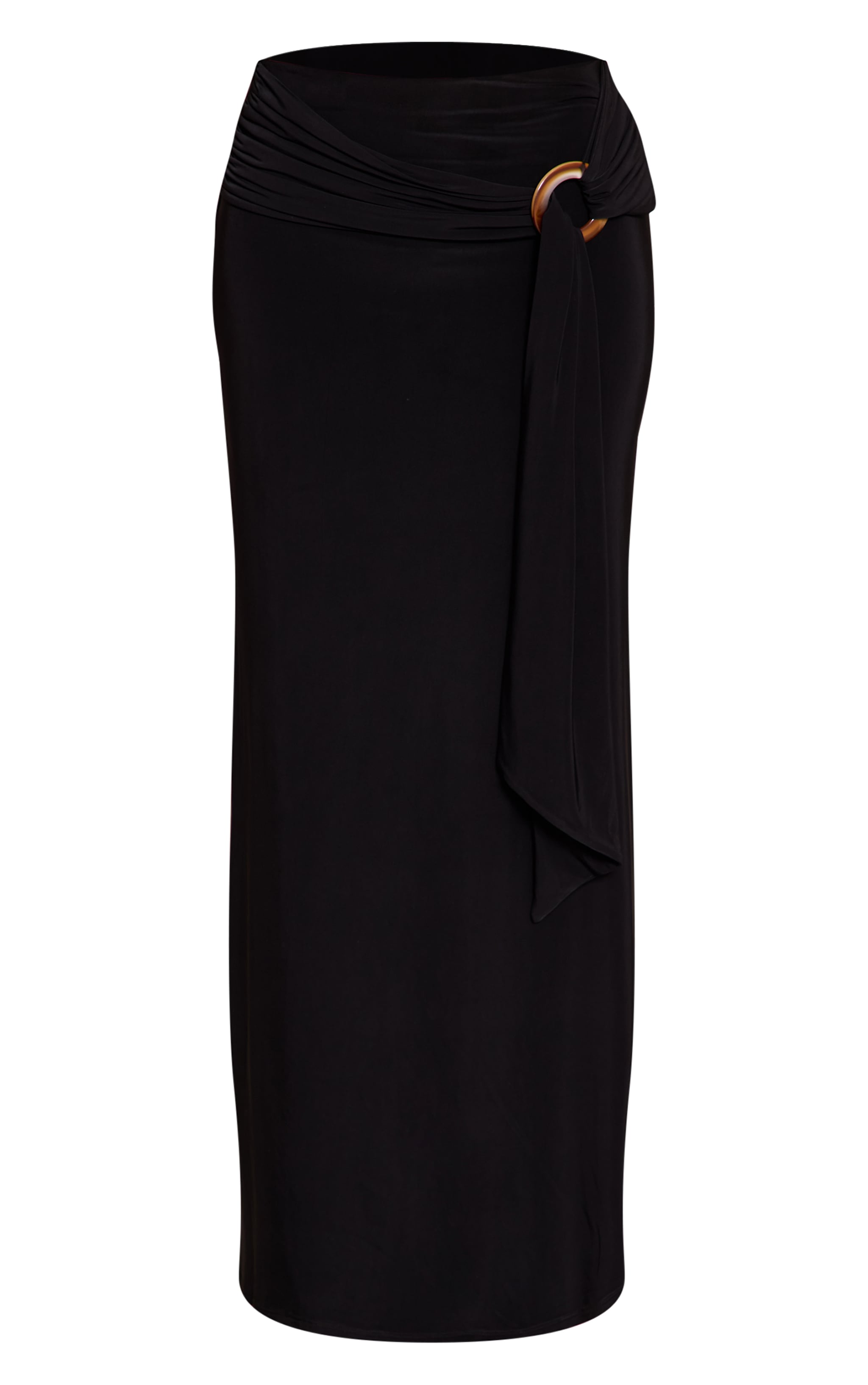 Black Slinky Trim Detail Maxi Skirt image 5