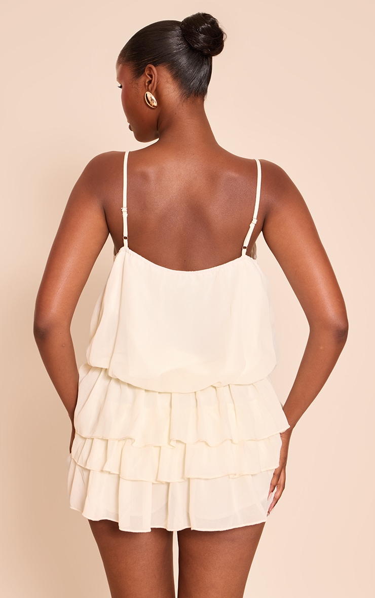 Cream Chiffon Frill Detail Romper image 2