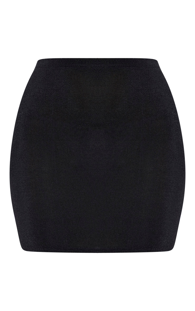 Black Slinky Acetate Ruched Side Mini Skirt image 6